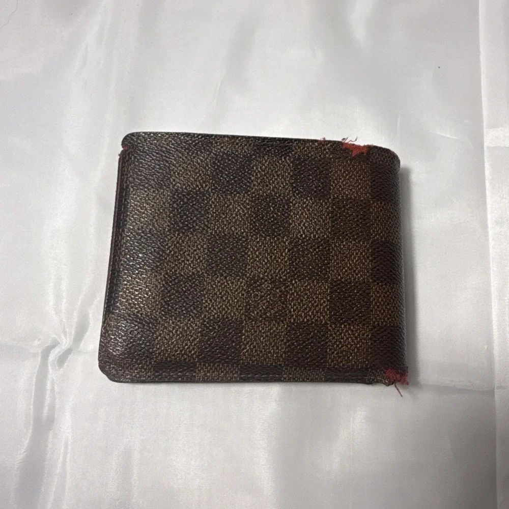 Louis Vuitton Damier Ebene Multiple Bifold Wallet Monogram Slender Canvas Brown‎